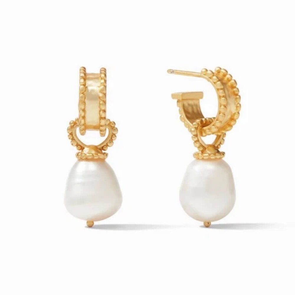Brand New. $165 Julie Vos pearl 2 in 1 earrings.